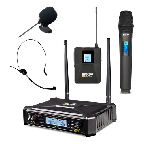 Micrófono Inal·mbrico Lavelier y Cintillo SKP UHF-400D