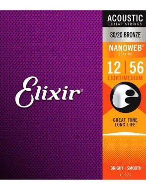 Set cuerdas Guitarra Acustica 0.12 Elixir Nanoweb