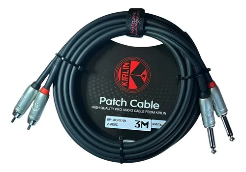 CABLE 2 PLUG 6,3 A 2 RCA 3MTS KIRLIN AP-403PR-3M/BK